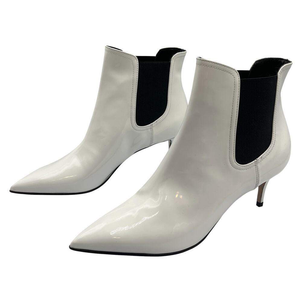 Le Silla Patent Leather Pointed Toe Stiletto Heel Ankle Boots White Size 37/7 - Picture 3 of 11